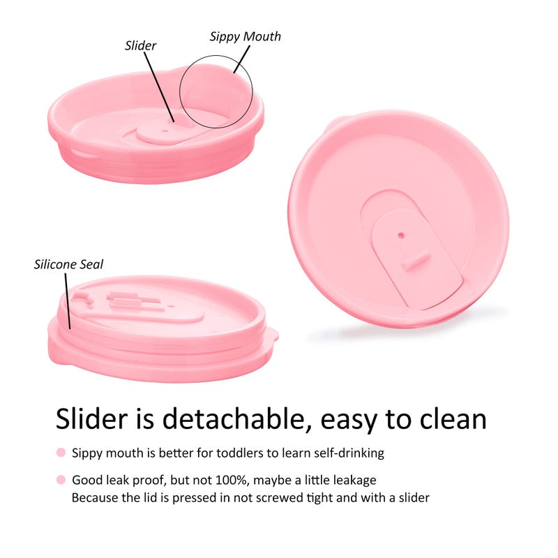 Valueder Baby Kids Toddler Sippy Cup Mug for Milk, Coffee, Stainless Steel Trainer Straw Cup with Lid, Fox, 7oz/Pink - Image 4